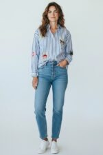 Chemise Rayée Brodée Esprit Dolce Vita – Image 2