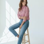 Chemise À Carreaux Col Victorien En Coton