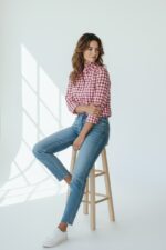 Chemise À Carreaux Col Victorien En Coton