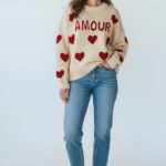 Pull Amour En Maille Douce À Motifs Cœurs
