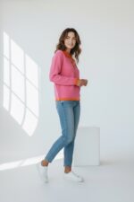 Pull Col Polo Contrasté Brodé Fleur – Image 3