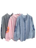 Chemise Rayée Brodée En Coton À Col Montant – Image 6