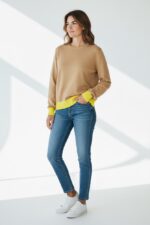 Pull Bicolore En Maille Douce À Finitions Contrastées