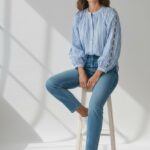 Chemise Rayée En Coton À Manches Bouffantes