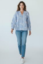 Chemise Rayée En Coton Brodée