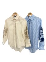 Chemise Rayée Brodée À Détails Floraux Élégance Raffinée – Image 5