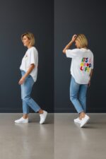 T-Shirt Blanc À Message Coloré Esprit Good Vibes