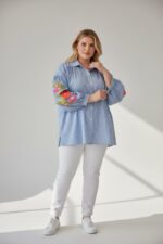 Chemise Blanche Broderies Florales Manches – Élégance Bohème Moderne – Image 6