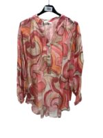 Blouse Grande Taille Imprimé Abstrait Rosé – Élégance Fluide & Esprit Artistique – Image 4