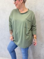 T-Shirt Fluide À Détails Dentelle Et Poche Poitrine – Grande Taille – Image 5