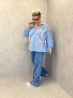 Chemise Vichy Oversize Brodée Florale Esprit Bohème Chic