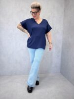 T-Shirt Grande Taille Fluide Col V À Manches Courtes