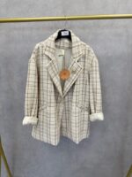 Veste Tailleur Texturée À Carreaux Tons Naturels – Grande Taille – Image 3