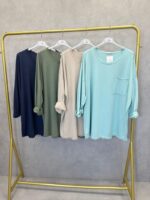 T-Shirt Fluide À Détails Dentelle Et Poche Poitrine – Grande Taille – Image 4