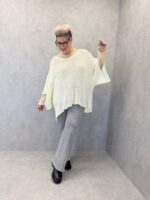 Pull Maille Aérée Col V Manches Chauve-Souris – Grande Taille