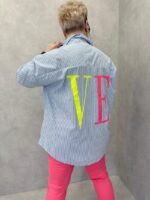 Chemise Grande Taille Rayée Imprimé Fluo – Image 7