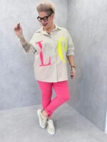 Chemise Grande Taille Rayée Imprimé Fluo – Image 4