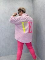 Chemise Grande Taille Rayée Imprimé Fluo – Image 3