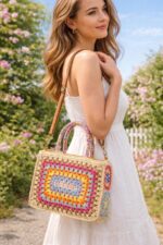 Sac Paille Coloré Crochet Esprit Bohème
