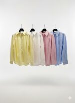 Chemise Unie À Col Classique En Coton Mélangé – Image 5