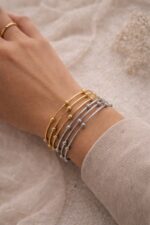 Bracelet Jonc Minimaliste À Perles Métalliques