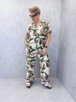 Pantalon Grande Taille Imprimé Feuillage Élégant – Image 3