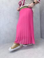 Jupe Longue Plissée Fluide – Taille Élastique Dorée