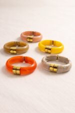 Bracelet Jonc Résine aux Accents Dorés – Image 2