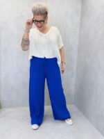 Pantalon Fluide Plissé Grande Taille Taille Élastiquée – Image 6