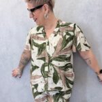 T-Shirt Grande Taille Imprimé Feuillage Élégant