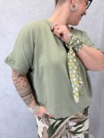 T-Shirt Grande Taille Avec Écharpe Imprimée Amovible