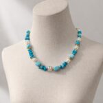 Collier Perles Turquoises Et Blanches Esprit Bohème Chic