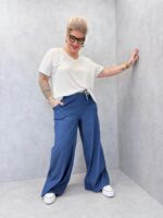 Pantalon Large Denim Fluide – Ceinture Foulard – Image 4