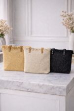 Sac Cabas En Toile À Sequins Discrets Et Finitions Frangées – Image 2