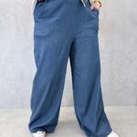 Pantalon Large Denim Fluide – Ceinture Foulard
