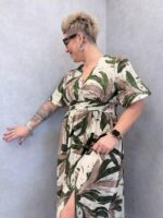 Robe Longue Imprimé Feuillage Élégant – Grande Taille – Image 2