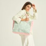 Sac Cabas Imprimé Pastel Vert D’Eau Et Rose Esprit Printanier