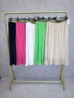 Jupe Longue Plissée Fluide – Taille Élastique Dorée – Image 4