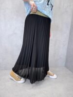 Jupe Longue Plissée Fluide – Taille Élastique Dorée – Image 5