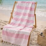 Fouta De Plage Rayée En Coton Avec Franges