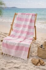 Fouta De Plage Rayée En Coton Avec Franges