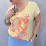 T-shirt Imprimé Peace & Love Multicolore – Esprit Bohème & Estival