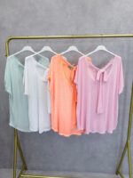 T-Shirt Fluide Dentelle Dos Noué – Image 3