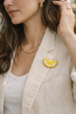 Broche Citron Perlée Fantaisie