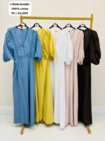 Robe Longue Brodée en Coton – Image 2