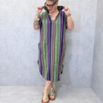 Robe Grande Taille Imprimé Graphique Multicolore En Coton
