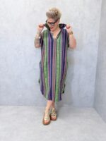 Robe Grande Taille Imprimé Graphique Multicolore En Coton