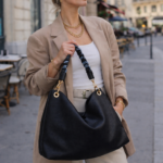 Sac Souple Perforé À Anse Tressée Élégante