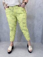 Pantalon Denim Stretch Jaune Imprimé Floral – Image 2