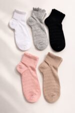 Chaussettes Courtes Ajourées Bord Festonné